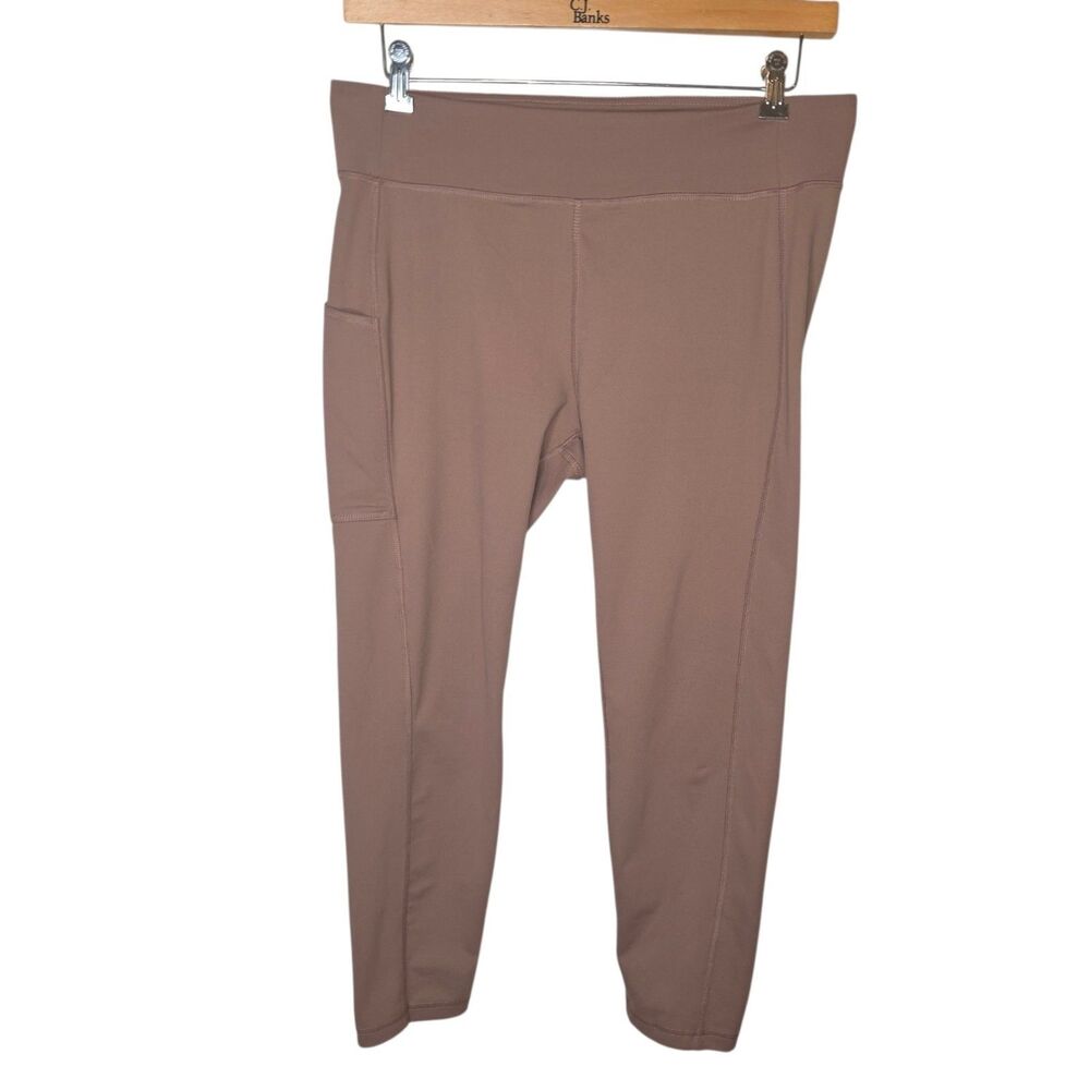 Columbia Womens XL Brown Tan Activewear Side Pocket Leggings Pants XK2372